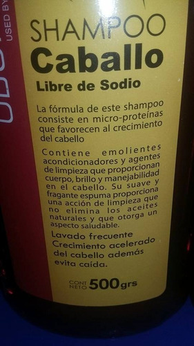 Shampoo  Sin Sodio  De Caballo Acelera Crecimiento De 500 Ml