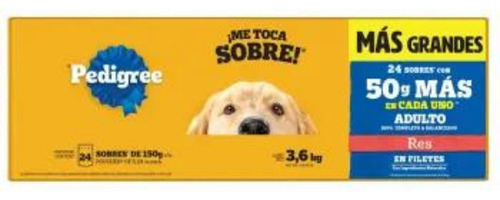 Alimento Húmedo Perro Pedigree Sabor Res 24 Sobres De 150 Gr