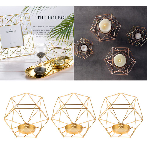 3 Pedazos Porta Candeleros Geométricos De Hierro Para Luces