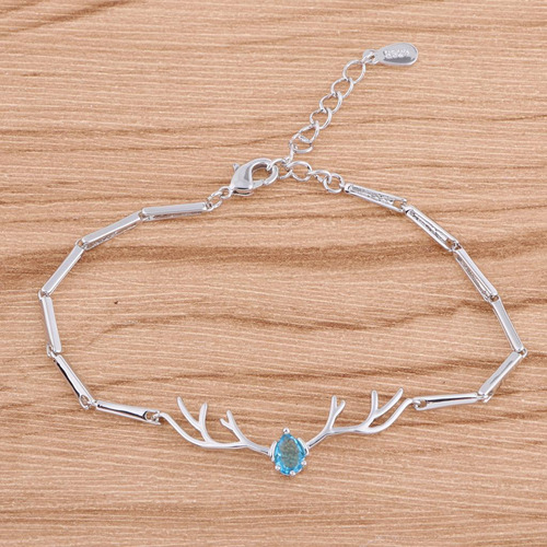 Brazalete De Asta De Ciervo De Plata Brazalete De Azul