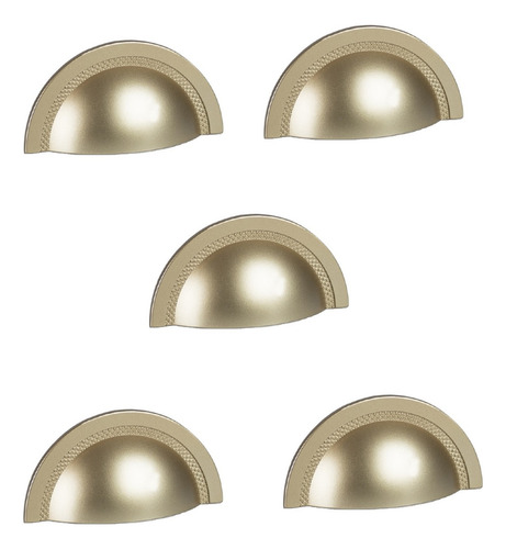 Kit 5 Puxador Shell Zen 64mm Dourado (dourado Fosco)