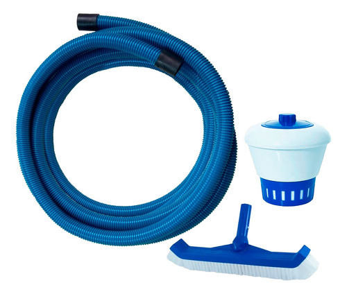 Kit Limpeza Piscina Aspirador Clorador E Mangueira 6m