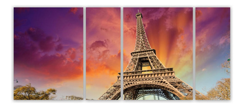 Cuadro 40x100cm Vista De La Ciudad De Paris Torre Eiffel