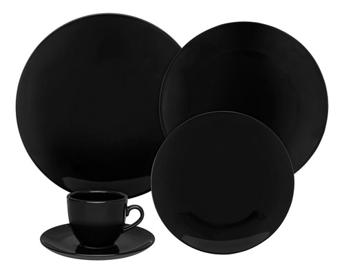 Plato Postre 21 Cm Cerámica Oxford Coup Black 6 Unidades Color Negro Liso