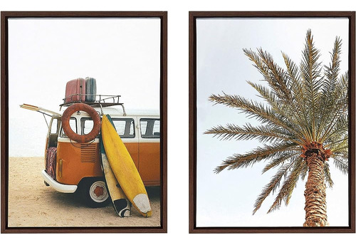 Kate Y Laurel Sylvie Surfboard Beach Van Y One Palm Tree In 