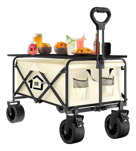 Carrito Plegable Beige 1home Uso Rudo Con Mesa Plegable