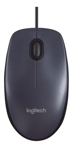 Mouse Com Fio Usb Logitech M100 Com Design Ambidestro -cinza Cor do mouse Preto
