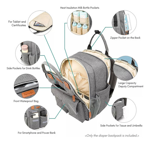 Fweaad Bolsa De Mamá Multifuncional Impermeable De Gran