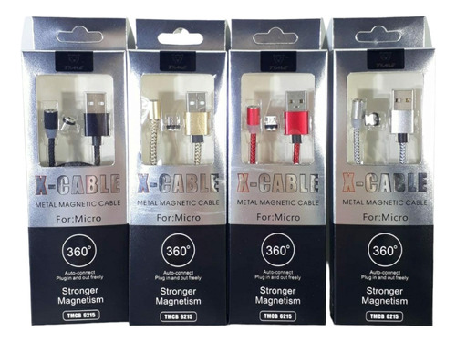 Cable Magnetico Iman Cargador Micro Usb Mallado X5 Unidades 