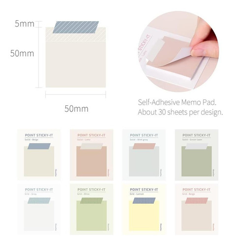 Monolike Point Sticky-it-8p Set Autoadhesivo Memo 30 Hojas