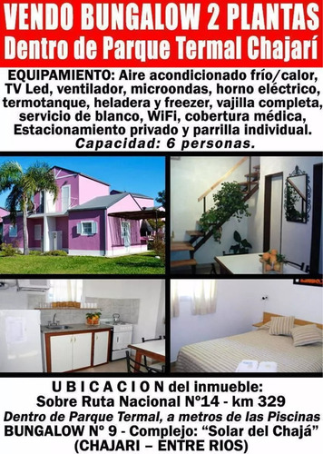 Bungalow Inmueble Propiedad Parque Termal Chajari Termas Turismo Negocio Inversion - Vendo Permuto X Auto