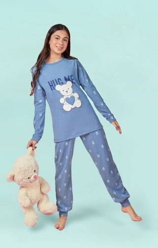 Pijama Nena Jersey Invierno Aplique Oso Lencatex 25955