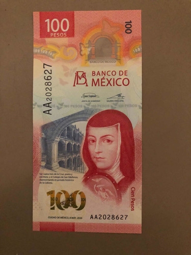 Billete De 100 Pesos Nuevo-serie A A - Sor Juana - Colección