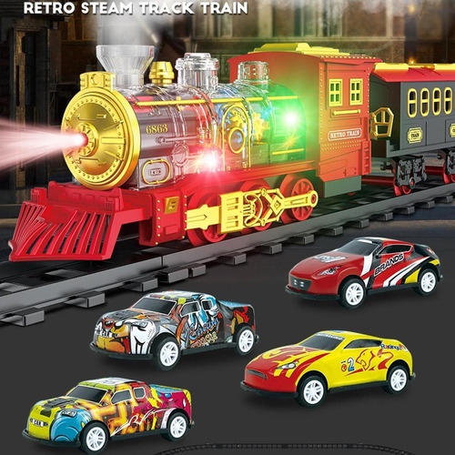 Juego De Tren Eléctrico Con Vías Empalmadas Con Luz Y