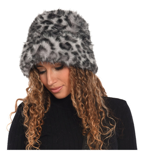 Gorros Rusos Peluche Simil Pelo Invierno Mujer Negro Unico Print
