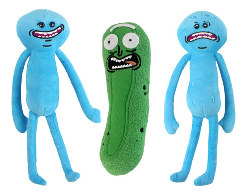 3 Peluches Rick Y Morty Pickle Little Blue Man