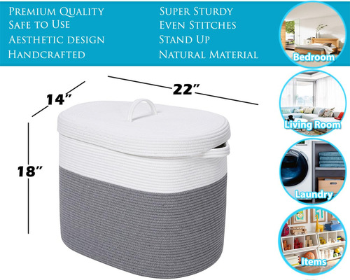 Cesta De Almacenamiento Cottonphant Rectangular Extra Grande