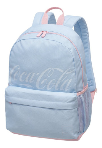Mochila Costas Coca Cola Soft Multiuso Casual Escolar Cor Azul Desenho Do Tecido Lisa