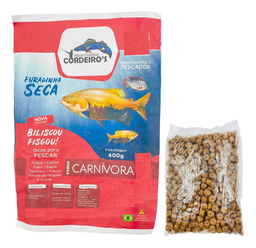 Isca Para Pesca Ração Furadinha Sabor Carnívora 400g