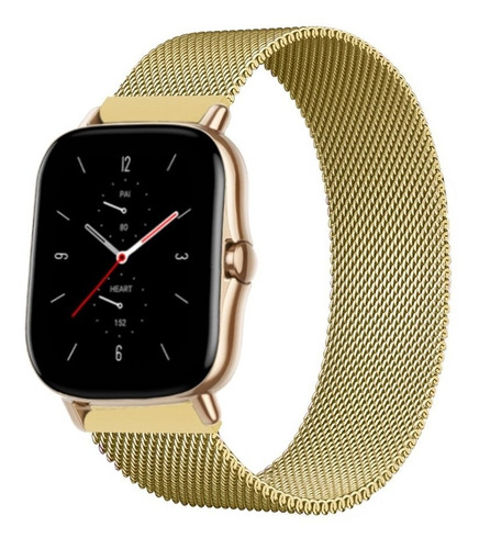 Pulseira Magnetica Para Smart Watch Xiaomi Amazfit Bip Gts Cor Dourado Largura 20