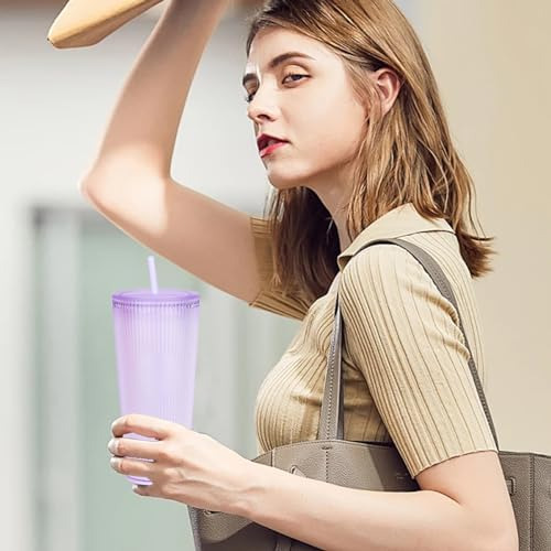 Ankeli - Vasos De Plástico Reutilizables De 24 Oz Con Tapas