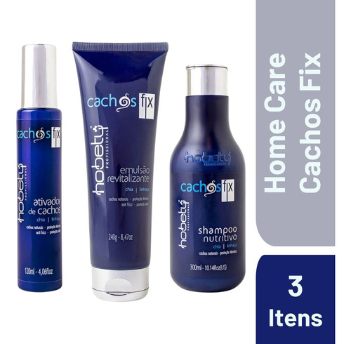 Kit Cachos Fix Ativador 120ml+emulsão 240g+shampoo 300ml