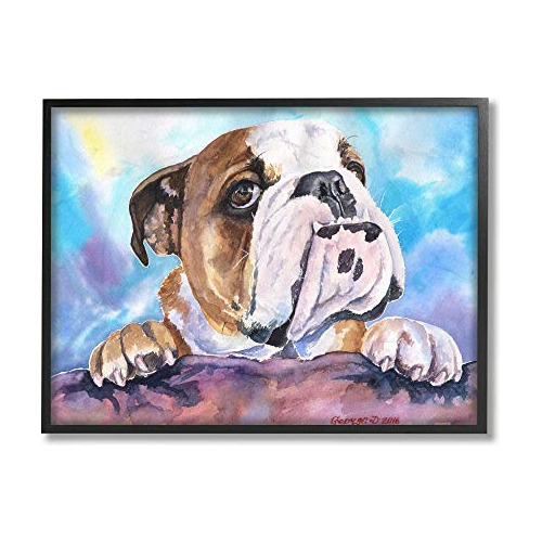 Pintura Acuarela De Perro Bulldog Inglés Mascota Anima...