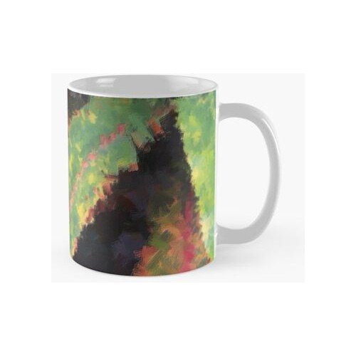 Taza Arte Fotográfico Digital Al Óleo De Hojas Moradas, Verd