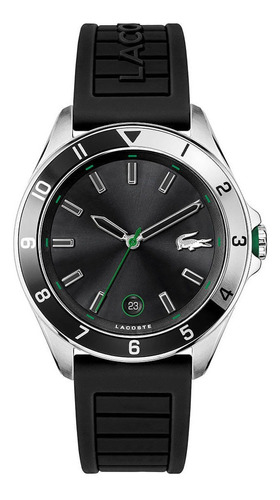 Reloj Lacoste Hombre Silicona 2011188 Tiebreaker Color de la correa Negro Color del bisel Plateado Color del fondo Negro