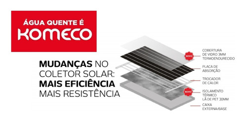 Coletor Solar Komeco 1,00x1,50 V Inox - Vidro Endurecido