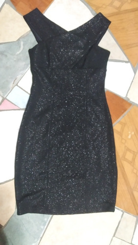 Vestido Negro Destellos Plateados Strech Talla M Oferta 