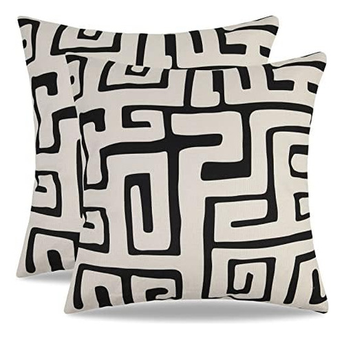 Pyonic Juego De 2 Fundas De Almohada Decorativas, Diseño Geo