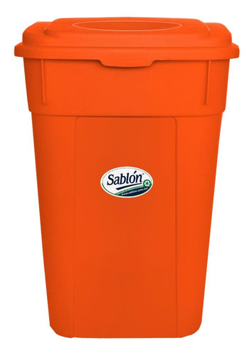 Bote De Basura 145l Con Tapa Y Ruedas En Colores Color Naranja
