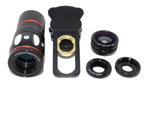 Lente Celular 4in1 Telescopica Zoom 10x Universal Fisheye