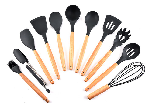 Juego De Utensilios De Cocina De Silicona Con Mango De Mader