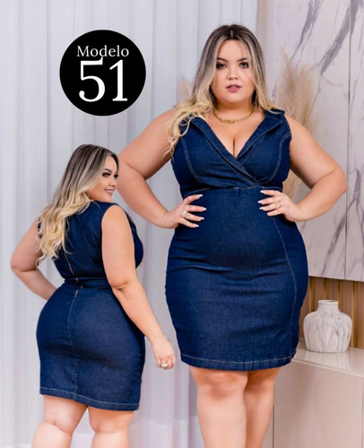 modelos de vestido jeans plus size