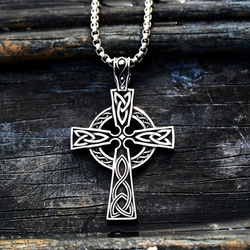 Imagen 2 de 6 de Collar Cruz Vikingo Acero Quirúrgico - Valknut Celta Nórdico