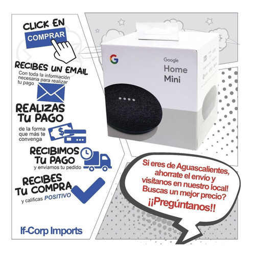 Asistente Virtual Google Assistant Home Mini Charcoal