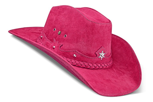 Imagem 1 de 8 de Chapeu Country Feminino Couro Legítimo Nobre Rodeio Cowgirl Chapéus Texano Americano Estrela Várias Cores