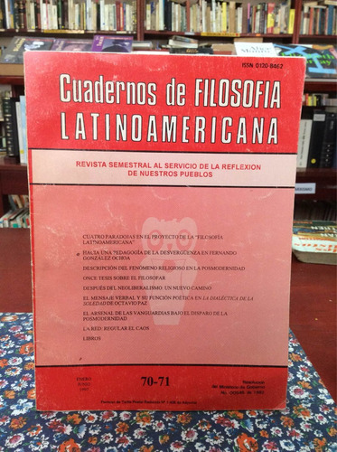 Cuadernos De Filosofía Latinoamericana Año 1997