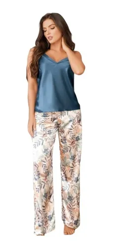 Pijama satin pantalón largo new arrivals