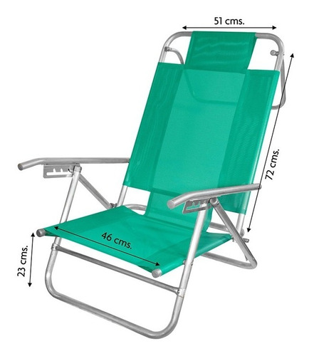 Reposera Baja Playa Playera Camping 5 Posiciones Aluminio