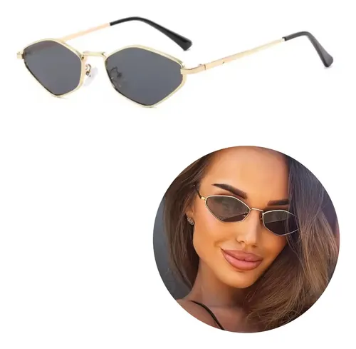 Óculos De Sol Estilo Hexagonal Arredondado Influencer D'luxe