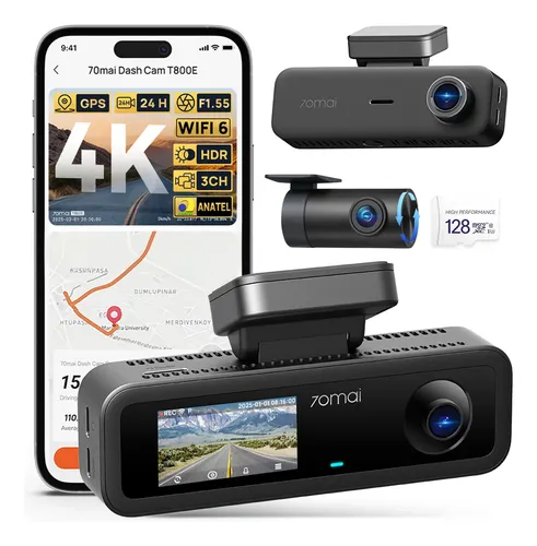 Câmera Veicular 4K HDR 3 Canais 70mai T800e-1