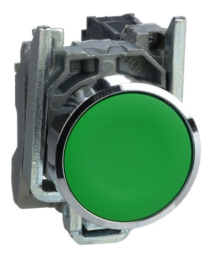 Pulsador Rasante, Metálico, 1na, Verde