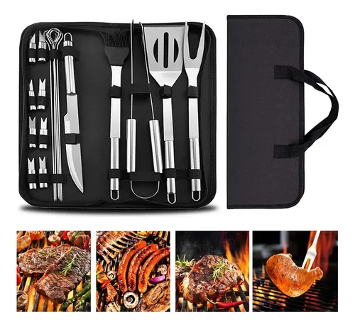 Juego De 16 Utensilios De Parrilla Profesional En Acero Inoxidable – Diseñado Por Chef, Con Maletín De Transporte