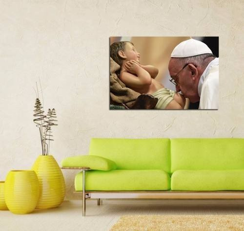 Cuadro 60x90cm Papa Francisco Bergoglio Sagrado Niño Jesus