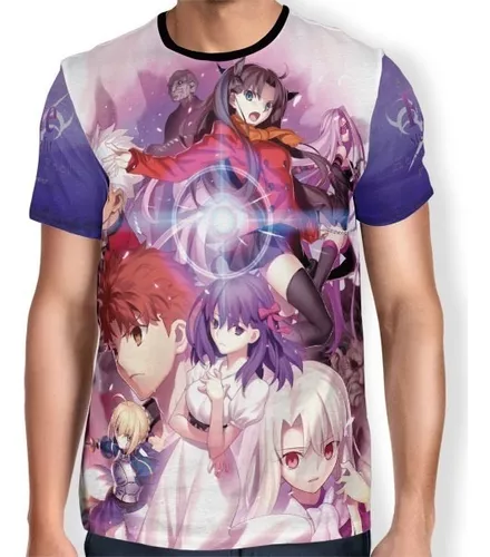 Camiseta masculina Anime Fate Stay Night Personagens Camisa