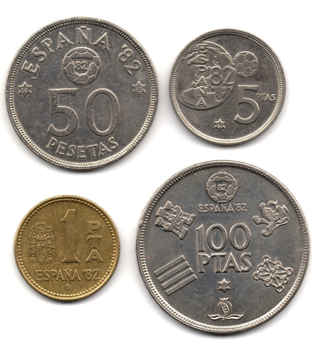 España 1, 5, 50 Y 100 Pesetas 1980 - 1982 Mundial España 82