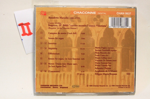 Cd Benedetto Marcello/ Requiem In The Venetian Manner Uk/eu (Usado)